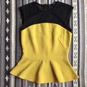 H&M Yellow & Black Peplum Top